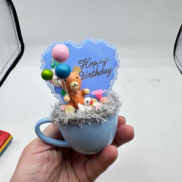 Birthday Assemblage Decor - teddy Bear vintage kitschy cute - Picture 6 of 6